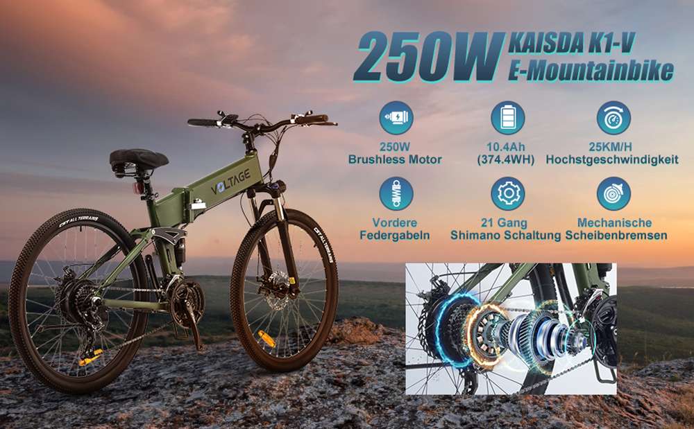 LAFLY K1V (European Spot) Electric Bicycle Folding 250W Lithium Battery Assist Mountain Bike Speed 26inch Ebike