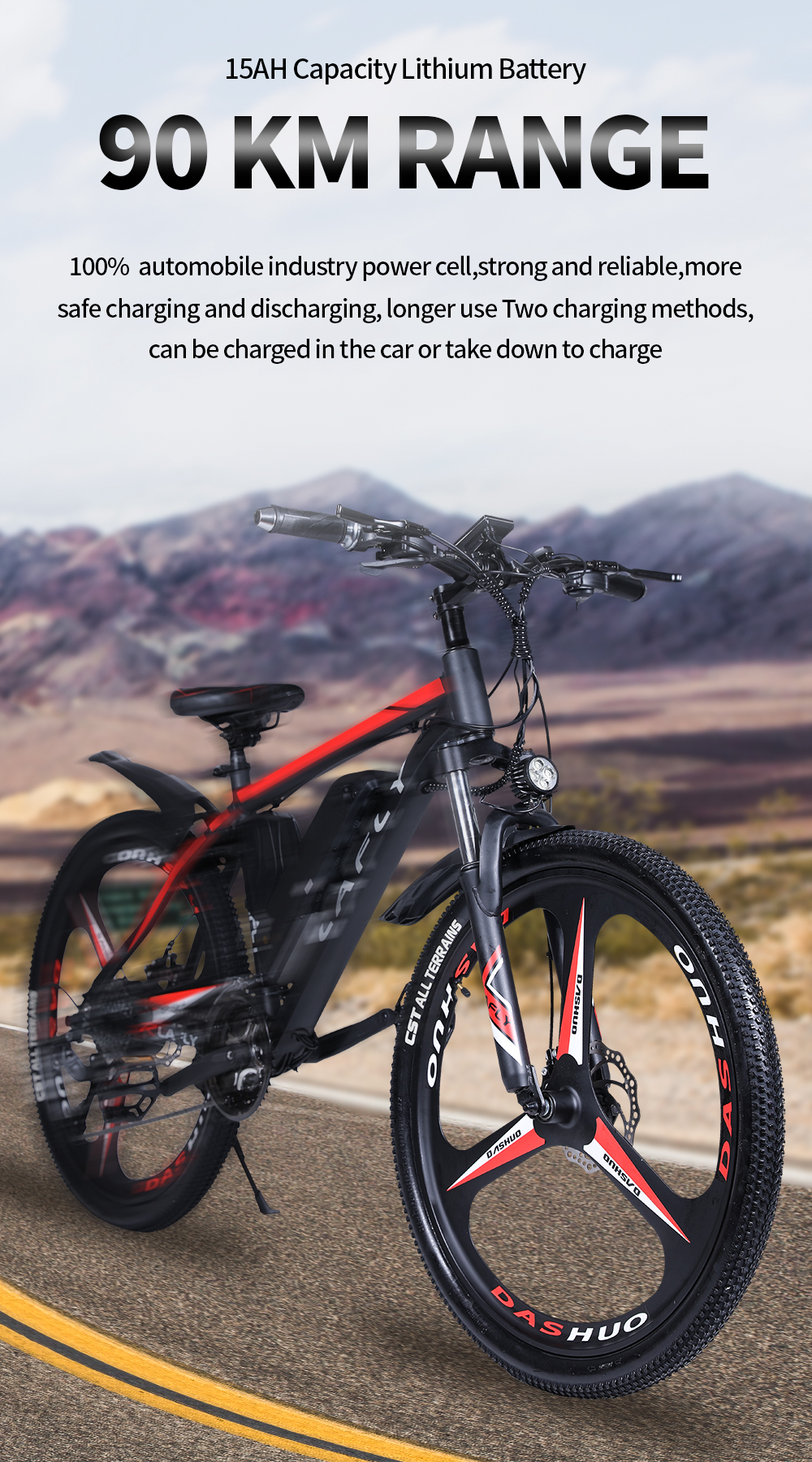 LAFLY-X2 26 Inch 21 Speed ​​Electric Mountain Bike 1000W 48V 12.8AH Electric City Bike Alloy Wheel 45~50KM/h